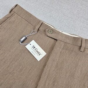 St. Croix Corduroy Flat Front Tan Dress Pants Men's 38 Brown Italy Old Money